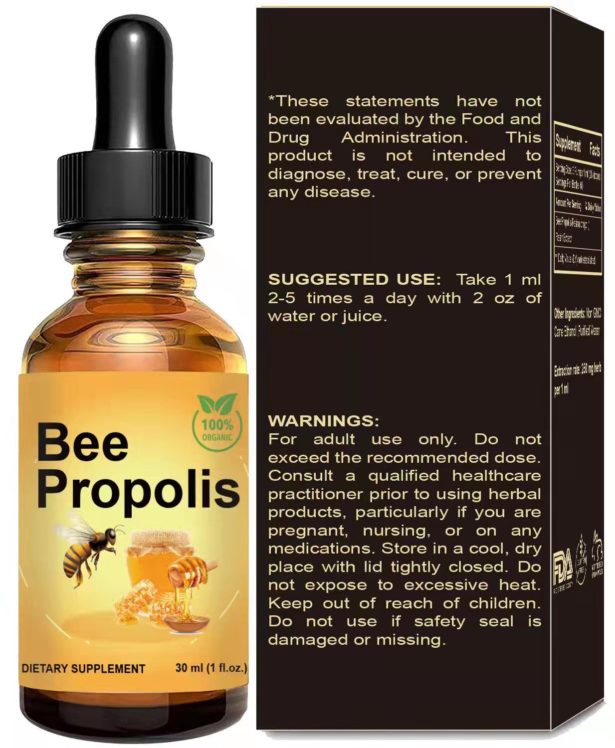 Suministro de fábrica OEM/ODM 10ml 30ml Líquido de propóleo de abeja brasileña